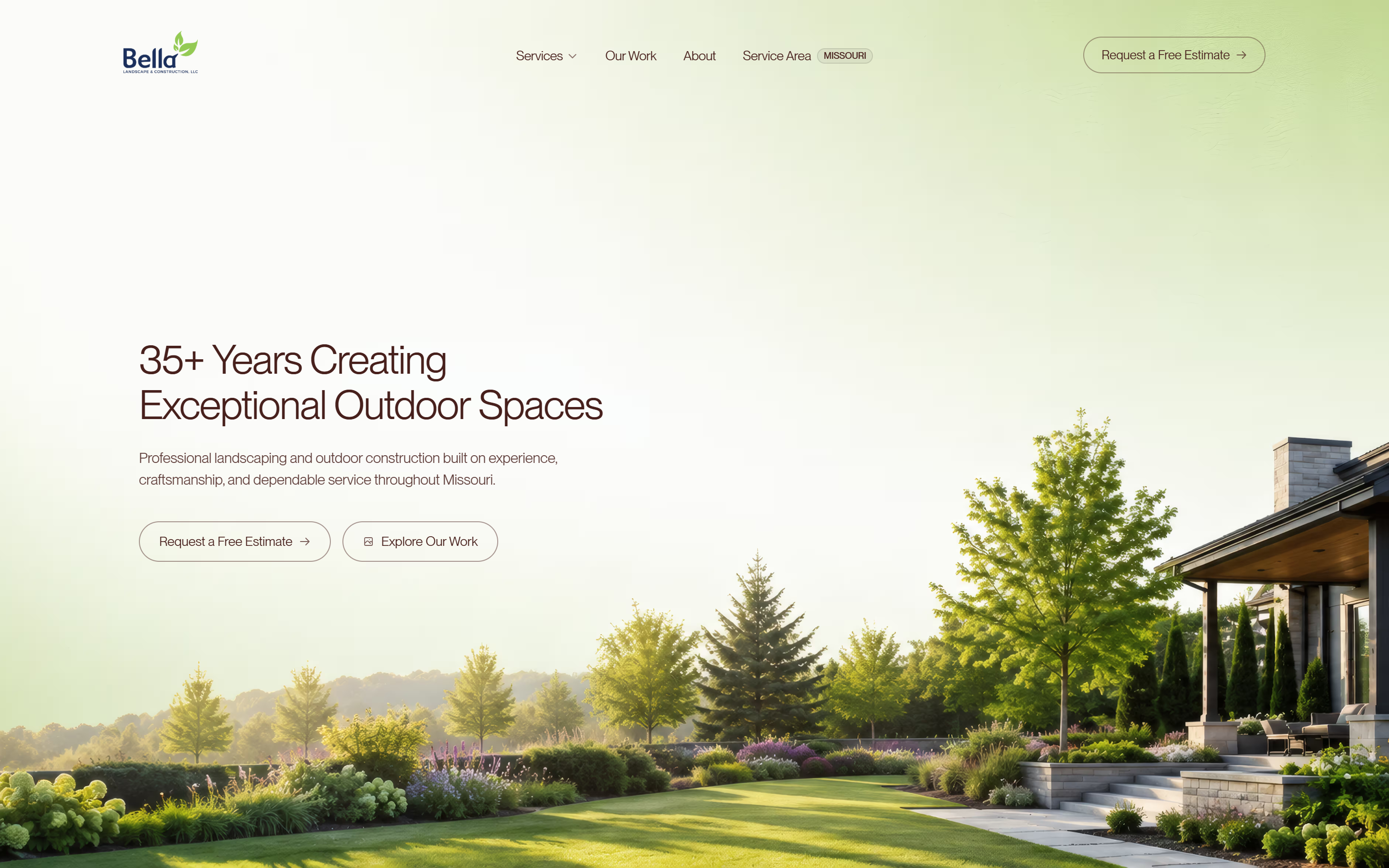 Redesigned Bella homepage, desktop